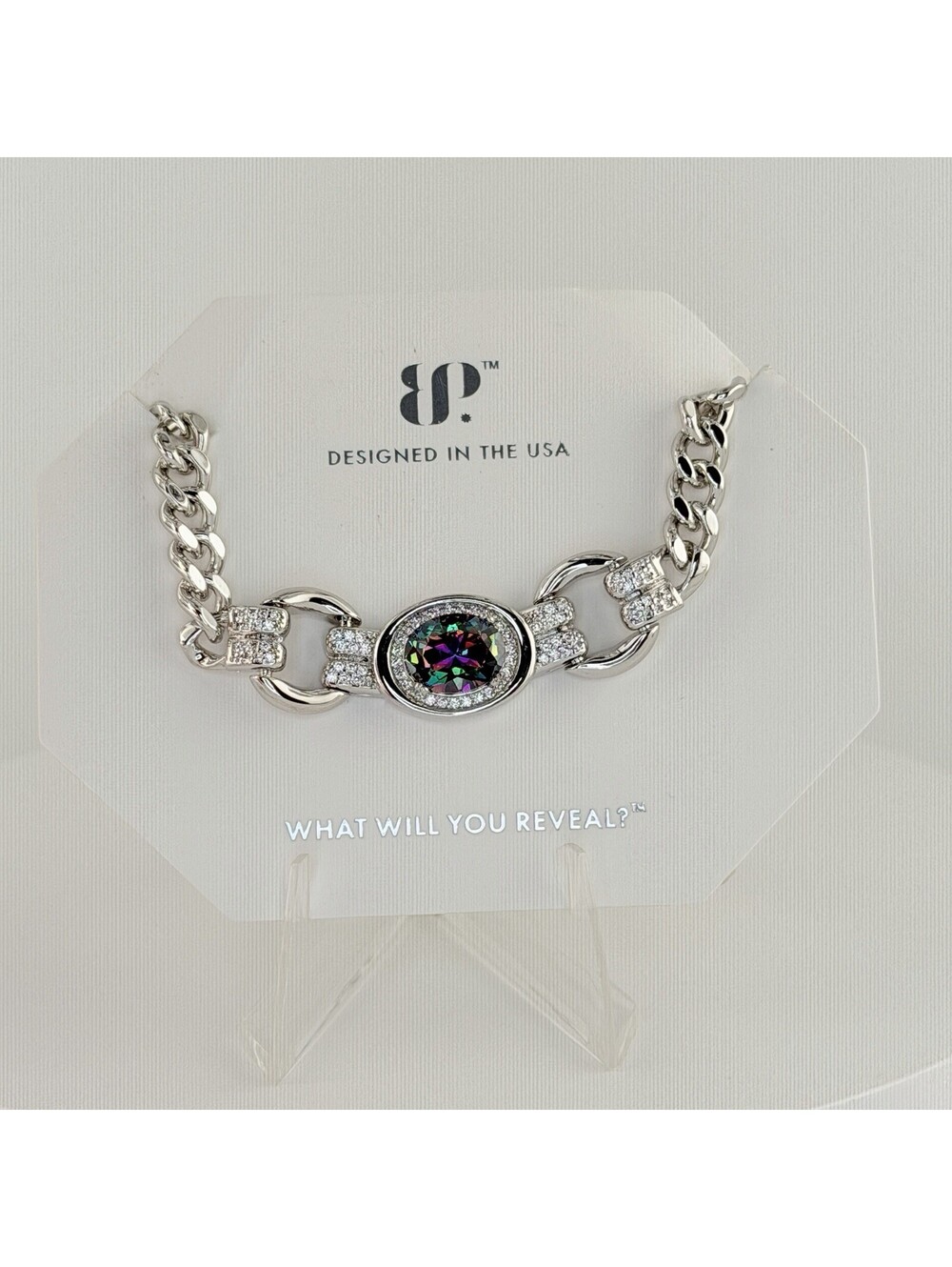 Bomb Party June Necklace "We Love A Chain Moment” Alexandrite on Rhodium
